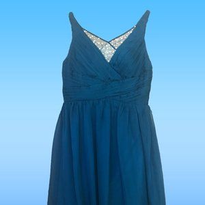 Turquoise formal dress with pearl beading